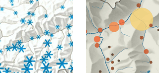 linkes Bild: bildliche Signaturen (Studentenarbeit IKA); rechts Bild: geometrische Signaturen linkes Bild: bildliche Signaturen (Studentenarbeit IKA); rechts Bild: geometrische Signaturen