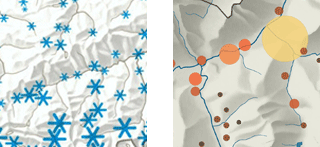   linkes Bild: bildliche Signaturen (Studentenarbeit IKA); rechts Bild: geometrische Signaturen