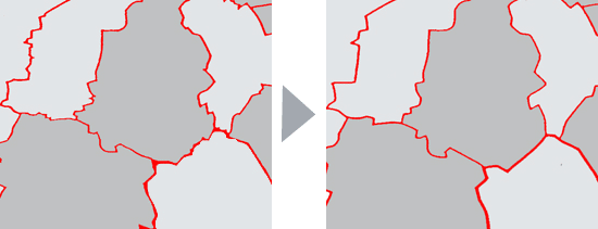 Kartenauschnit vor und nach der Generalisierung Kartenauschnit vor und nach der Generalisierung