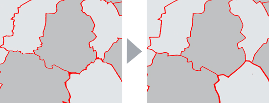 Kartenauschnit vor und nach der Generalisierung